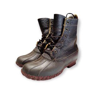 L.L.Bean Bean Boot 8'' Bison Women's Dark Brown Brick Red Sz 7